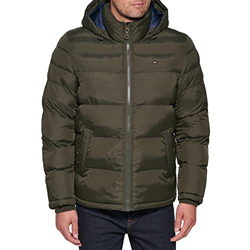 Tommy Hilfiger Herren Klassische Kapuzenjacke (Normale Größen) Daunenmantel, olivgrün, 4X-Large Hoch von Tommy Hilfiger