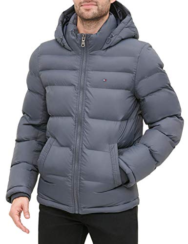 Tommy Hilfiger Herren Klassische Kapuzenjacke Alternativer Daunenmantel, Dunkelgrau, XX-Large von Tommy Hilfiger