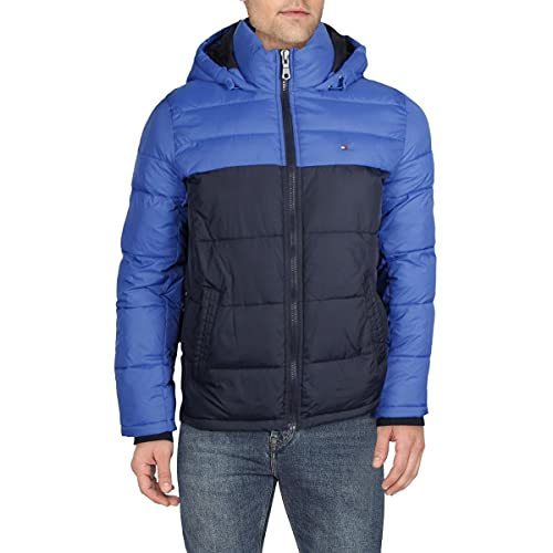 Tommy Hilfiger Herren Klassische Kapuzenjacke Alternativer Daunenmantel, Königsblauer Block, X-Groß von Tommy Hilfiger