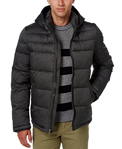 Tommy Hilfiger Herren Klassische Kapuzenjacke Daunenalternative Mantel, Anthrazit meliert, 3XL von Tommy Hilfiger