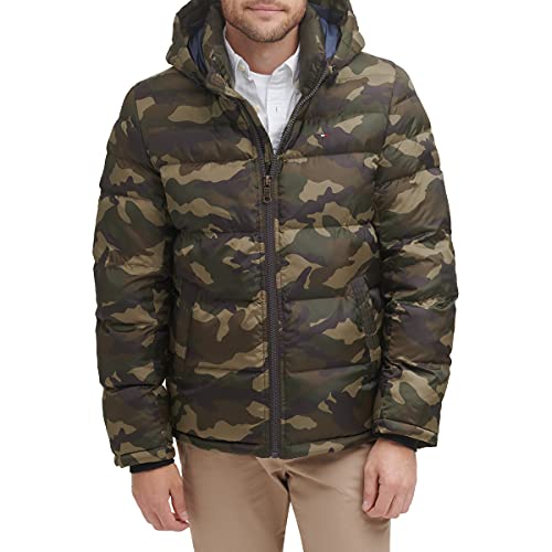 Tommy Hilfiger Herren Klassische Kapuzenjacke Daunenalternative Mantel, Camouflage Oliv, M von Tommy Hilfiger