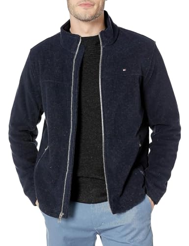 Tommy Hilfiger Herren Klassische Polar Reißverschluss vorne Fleecejacke, tiefes Marineblau, M von Tommy Hilfiger