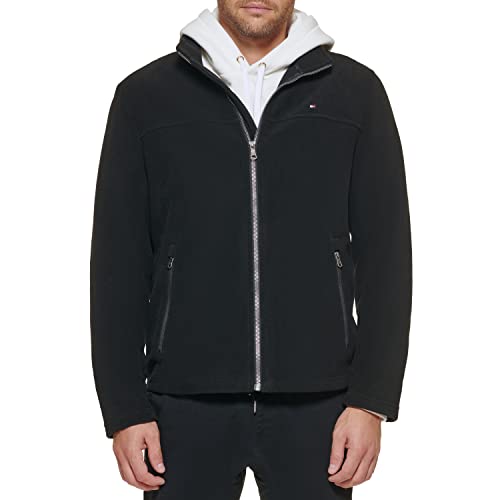 Tommy Hilfiger Herren Klassische Polarfleecejacke mit Reißverschluss vorne Fleecejacke, Schwarz, 4X von Tommy Hilfiger