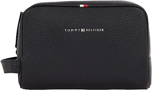 Tommy Hilfiger Herren Kulturbeutel Essential PU Washbag Kunstleder, Schwarz (Black), Einheitsgröße von Tommy Hilfiger