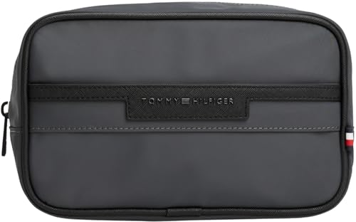 Tommy Hilfiger Herren Kulturbeutel Repreve Washbag mit Logo, Grau (Dark Grey), Einheitsgröße von Tommy Hilfiger