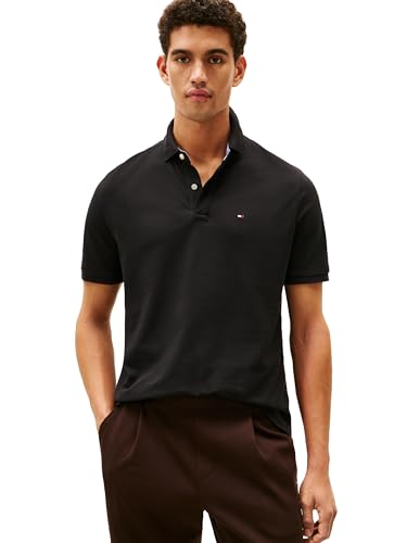 Tommy Hilfiger Herren Kurzärmeliges Poloshirt aus Baumwoll-Piqué in klassischer Passform Polohemd, Tommy Black, XL von Tommy Hilfiger