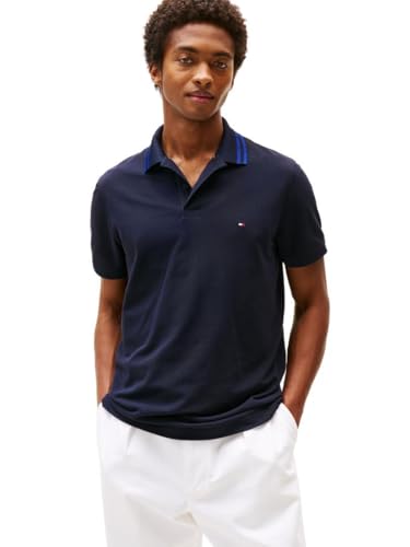 Tommy Hilfiger Herren Kurzarm Casual Dri Poloshirts in Regular Fit mit Feuchtigkeitstransport und Stretch, Desert Sky Tipped, XX-Large von Tommy Hilfiger