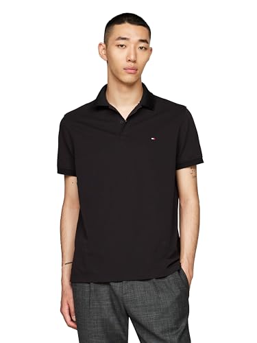 Tommy Hilfiger Herren Kurzarm Casual Dri Poloshirts in Regular Fit mit Feuchtigkeitstransport und Stretch, Schwarz, L von Tommy Hilfiger