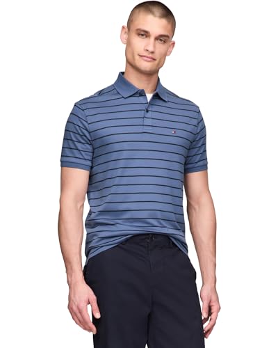 Tommy Hilfiger Herren Kurzarm Casual Poloshirts in Regular Fit mit Liquid Cotton, Aegean Sea/Desert Sky, XX-Large von Tommy Hilfiger