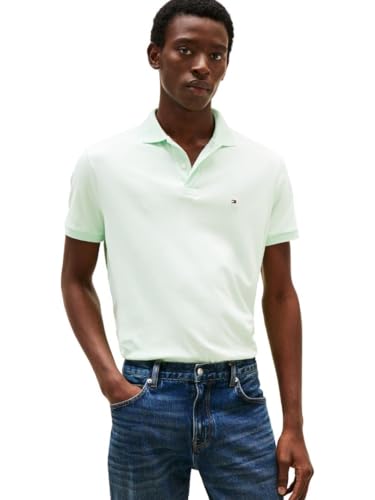 Tommy Hilfiger Herren Kurzarm Casual Poloshirts in Regular Fit mit Liquid Cotton, Opalgrün, XL von Tommy Hilfiger