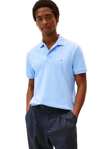 Tommy Hilfiger Herren Kurzarm Casual Poloshirts in Regular Fit mit Liquid Cotton, Vessel Blue, XX-Large von Tommy Hilfiger
