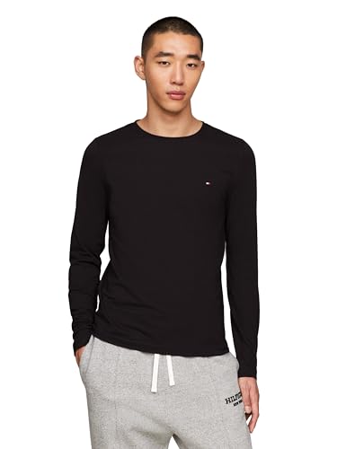 Tommy Hilfiger Herren Langarm Baumwolle Stretch Basic Slim Fit T-Shirts Langarm Baumwolle Stretch Basic Slim Fit T-Shirts, Black, XL von Tommy Hilfiger
