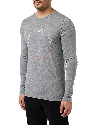 Tommy Hilfiger Herren Langarmshirt Baumwolle, Grau (Medium Grey Heather), 3XL von Tommy Hilfiger