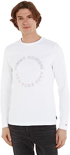 Tommy Hilfiger Herren Langarmshirt Baumwolle, Weiß (White), L von Tommy Hilfiger