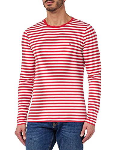 Tommy Hilfiger Herren Langarmshirt Baumwolle , Rot (Primary Red/White), XS von Tommy Hilfiger