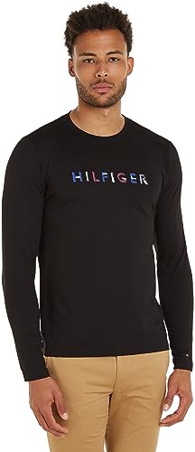 Tommy Hilfiger Herren Langarmshirt Langarm, Schwarz (Black), S von Tommy Hilfiger