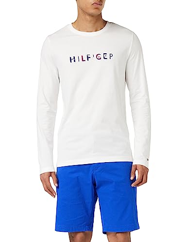 Tommy Hilfiger Herren Langarmshirt Langarm, Weiß (White), L von Tommy Hilfiger