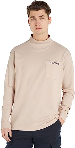 Tommy Hilfiger Herren Langarmshirt Pique Pocket Rollkragen, Beige (Cashmere Creme), S von Tommy Hilfiger