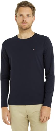 Tommy Hilfiger Herren Langarmshirt Stretch Slim Fit Baumwolle, Blau (Desert Sky), M von Tommy Hilfiger