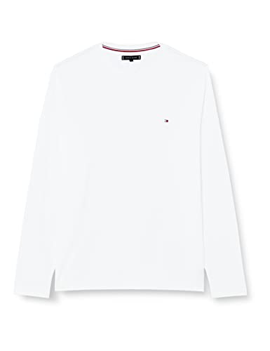Tommy Hilfiger Herren Langarmshirt Stretch Slim Fit Langarm, Weiß (White), XXL von Tommy Hilfiger
