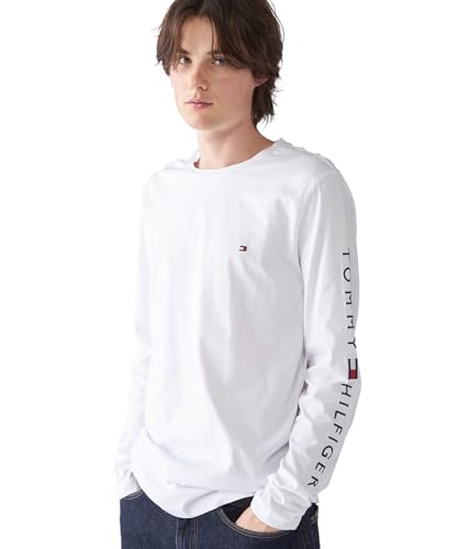Tommy Hilfiger Herren Langarmshirt Tommy Logo Baumwolle, Weiß (White), XXL von Tommy Hilfiger