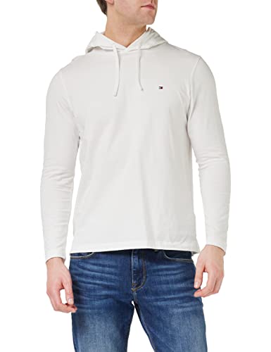 Tommy Hilfiger Herren Langarmshirt mit Kapuze , Weiß (White), S von Tommy Hilfiger