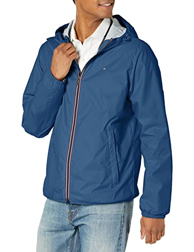 Tommy Hilfiger Herren Leichte, Wasserabweisende Kapuze Regenjacke, Nautisches Blau, S von Tommy Hilfiger