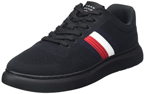 Tommy Hilfiger Herren Cupsole Sneaker Lightweight Knit Stripes Schuhe, Schwarz (Black), 40 von Tommy Hilfiger