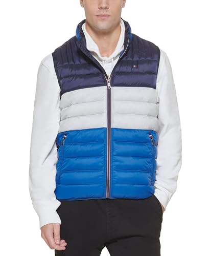 Tommy Hilfiger Herren Leichte Ultra Loft gesteppte Pufferweste (Standard und Big & Tall), Königsblauer Farbblock, XXL von Tommy Hilfiger