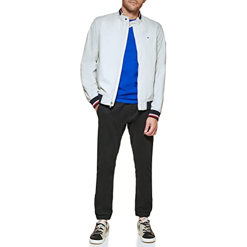 Tommy Hilfiger Herren Leichte Varsity Rippstrick-Bomberjacke Shell-Jacke, Ice Poly, S von Tommy Hilfiger