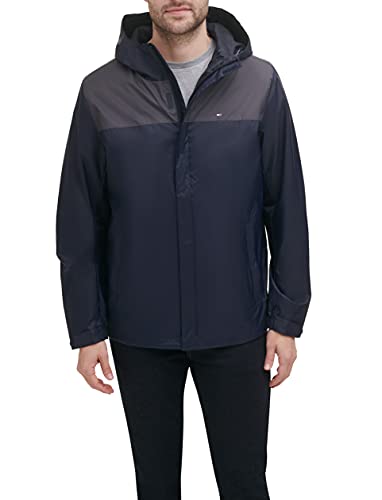 Tommy Hilfiger Herren Lightweight Breathable Waterproof Hooded Rain Jacket Regenmantel, Marineblau/Anthrazit, XS Tommy Hilfiger Herren Lightweight Breathable Waterproof Hooded Rain Jacket Regenmantel, Marineblau/Anthrazit, XS von Tommy Hilfiger