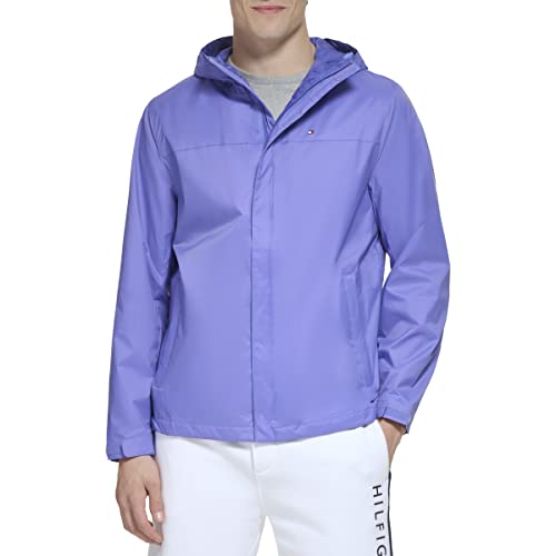 Tommy Hilfiger Herren Leichte, Atmungsaktive, wasserdichte Regenjacke mit Kapuze Regenmantel, Perwinkle, XL von Tommy Hilfiger