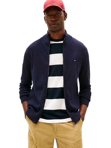 Tommy Hilfiger Herren Lightweight Full Zip Up Sweater Pullover, Wüstenhimmel, X-Small von Tommy Hilfiger