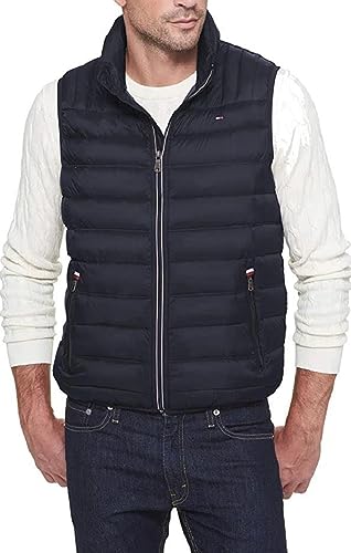 Tommy Hilfiger Herren Leichte, Verstaubare Pufferweste (Standard Groß) Daunenweste, Mitternacht/Ausflug, einfarbig (Midnight//Getaway Solids), 3X von Tommy Hilfiger