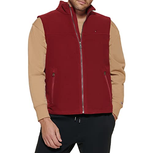 Tommy Hilfiger Herren Lightweight Polar Vest Fleece-Weste, Rot/Ausflug, einfarbig (Getaway Solids), S von Tommy Hilfiger