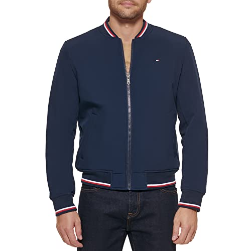 Tommy Hilfiger Herren Lightweight Varsity Rib Knit Bomber Jacket Jacke, Midnight Soft Shell, XXL von Tommy Hilfiger