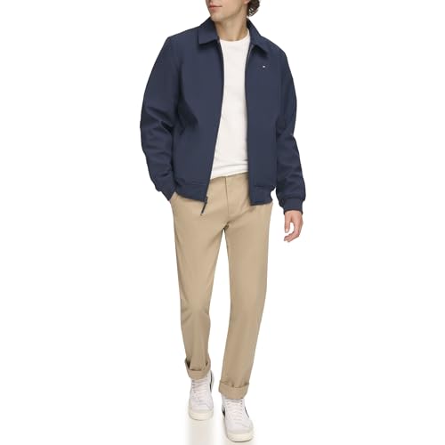 Tommy Hilfiger Herren Lightweight Water Resistant Varsity Bomber Jacket Shell-Jacke, Midnight Softshell W. Laydown-Kragen, L von Tommy Hilfiger