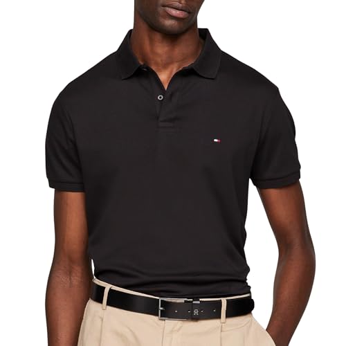 Tommy Hilfiger Herren Liquid Cotton Essential Reg Polomw0Mw35585 S/S Poloshirt, Black (Black), S von Tommy Hilfiger