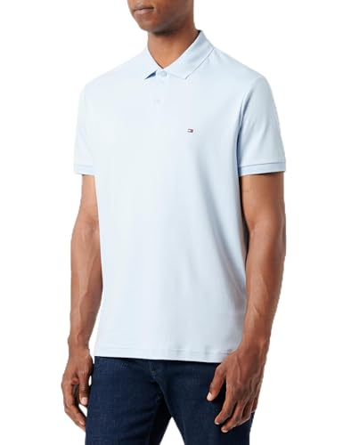 Tommy Hilfiger Herren Liquid Cotton Polomw0Mw35585 Essential Reg-Poloshirt aus flüssiger Baumwolle, Blue (Breezy Blue), S von Tommy Hilfiger