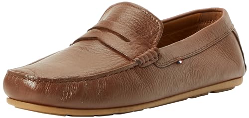 Tommy Hilfiger Herren Loafer Casual Leather Driver aus Leder, Braun (Winter Cognac), 45 von Tommy Hilfiger