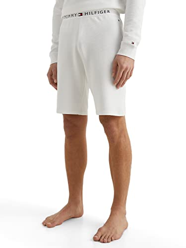 Tommy Hilfiger Herren Logo Bund Rippstrick Lounge Shorts, White, XL von Tommy Hilfiger