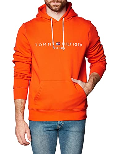 Tommy Hilfiger Herren Logo Hoody Kapuzenpullover, Daring Orange, M von Tommy Hilfiger