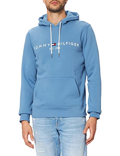 Tommy Hilfiger Herren Logo Hoody Kapuzenpullover, Dusty Indigo, L von Tommy Hilfiger