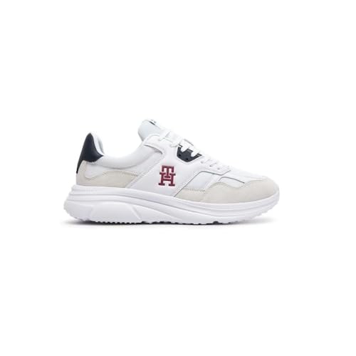 Tommy Hilfiger Herren Low Sneaker MODERN Runner Mix Weiß Leder & Textil 42 von Tommy Hilfiger