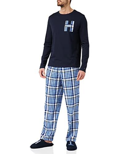 Tommy Hilfiger Herren Ls Pant Flannel Slipper Set UM0UM02622 Geschenkpackungen, Blau (Desert Sky/Midscale Check), M von Tommy Hilfiger