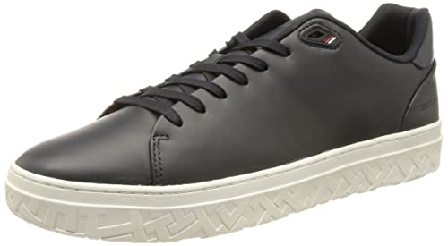 Tommy Hilfiger Herren Cupsole Sneaker Modern Iconic Court Cup Leather Schuhe , Blau (Desert Sky), 41 EU von Tommy Hilfiger