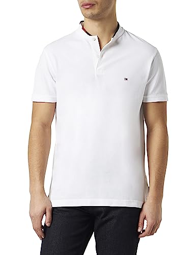 Tommy Hilfiger Herren Poloshirt Kurzarm Slim Fit, Weiß (White), L von Tommy Hilfiger