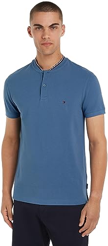 Tommy Hilfiger Herren Poloshirt Kurzarm Mao Collar Slim Fit, Blau (Blue Coast), M von Tommy Hilfiger