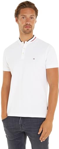 Tommy Hilfiger Herren Poloshirt Kurzarm Mao Rwb Tipped Slim Polo Regular Fit, Weiß (White), XS von Tommy Hilfiger