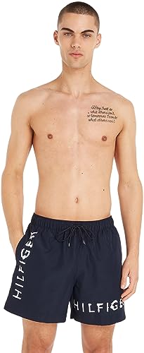 Tommy Hilfiger Herren Badehose Mittellang, Blau (Desert Sky), S von Tommy Hilfiger